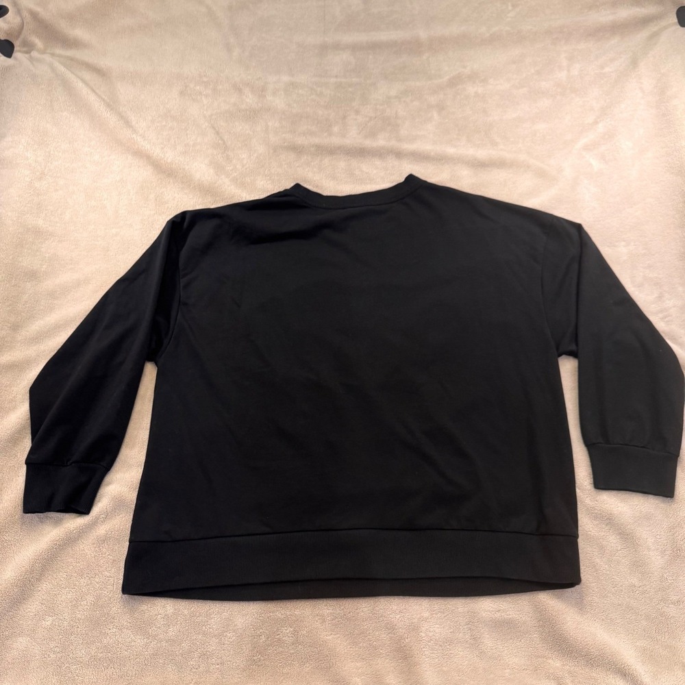 Game Day Football Crewneck Sweatshirt Chenille Varsity Black Sports Fan Sz L - Picture 8 of 9